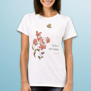 Cute Pink Floral Baby Shower T-Shirt