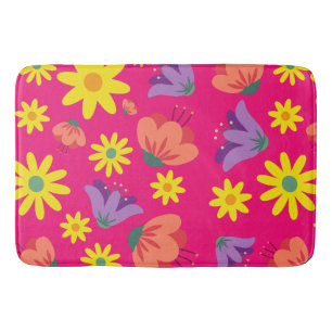 Cute Pink Floral Bath Mat
