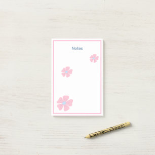 Cute Pink Floral Border Notes Notepad