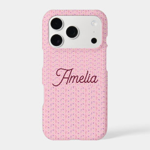 Cute Pink Floral Coquette Personalise Name iPhone 