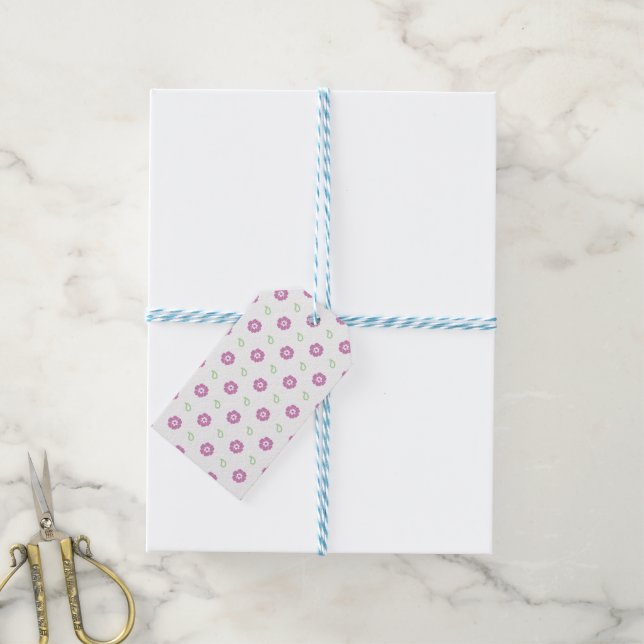 Cute Pink Floral Gift Tag (With Twine)