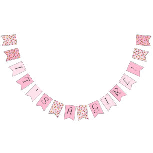 Cute Pink Floral It's a Girl Baby Shower Decor  Bunting