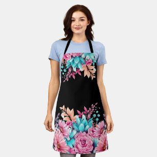Cute Pink Floral Medium All Over Print Apron