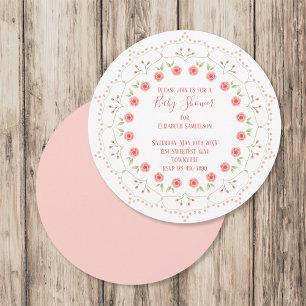 Cute Pink Floral Minimalist Calligraphy Wreath