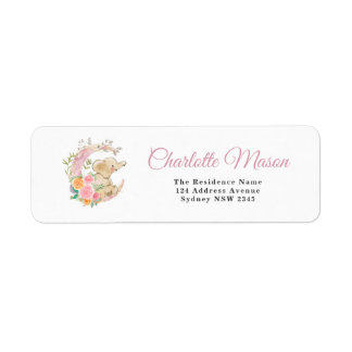 Cute Pink Floral Moon Girl Elephant Baby Girl
