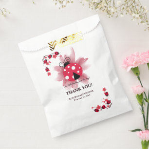 Cute Pink Floral Our Little Love Bug Baby Shower Favour Bags