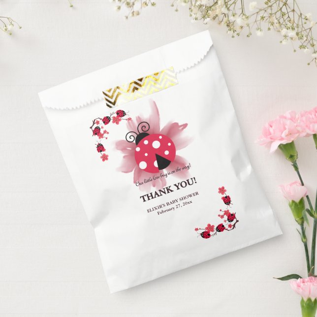 Cute Pink Floral Our Little Love Bug Baby Shower Favour Bags (Sealed)