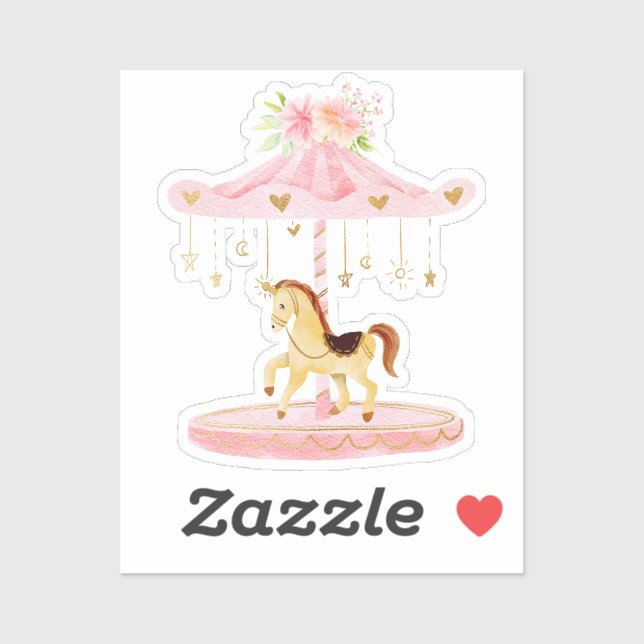 Cute Pink Floral Pony Carousel (Sheet)