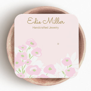 Cute Pink Floral Script Stud Earring