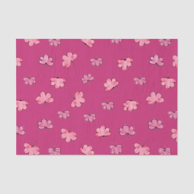 Cute Pink Floral Tissue Paper  (Front)