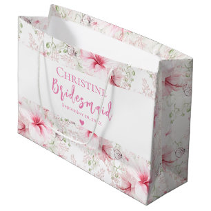 Cute Pink Flower Bridesmaid Large Gift Bag