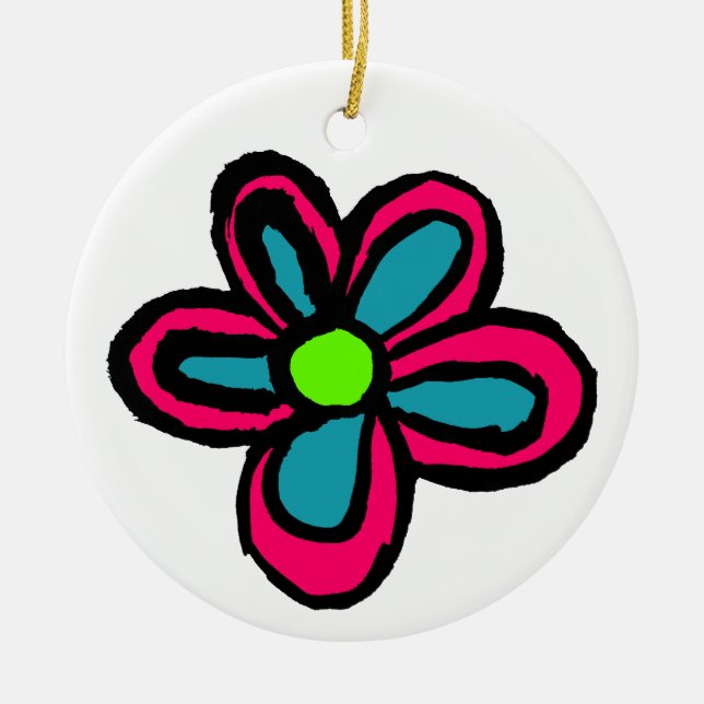 Cute Pink Flower Ceramic Tree Decoration (Front)