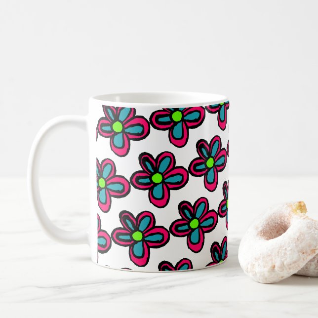 Cute Pink Flower Coffee Mug (With Donut)