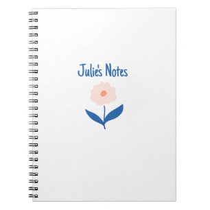 Cute Pink Flower Custom Name Message Notebook