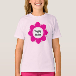 Cute Pink Flower Design Happy Easter T-Shirt