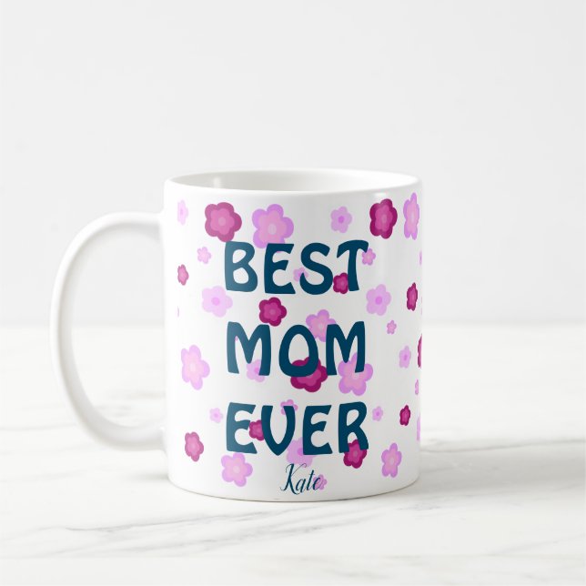 Cute pink flower floral gradient Pattern  Coffee Mug (Left)