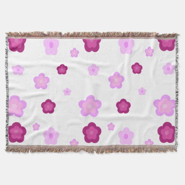 Cute pink flower floral gradient Pattern  Throw Blanket (Front)