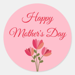 Cute Pink Flower Mother's Day Classic Round Sticker