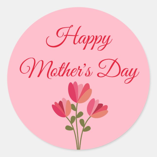 Cute Pink Flower Mother's Day Classic Round Sticker (Front)
