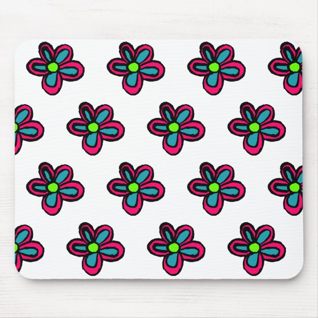 Cute Pink Flower Mouse Pad (Front)