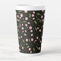 Cute, pink flower on black with repeating pattern 