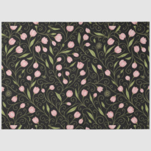 Cute, pink flower on black with repeating pattern tissue paper