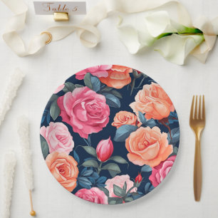 Cute pink flower paper plates