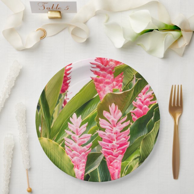 Cute pink flower paper plates (Wedding)
