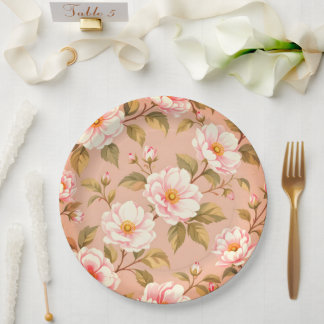 Cute pink flower paper plates