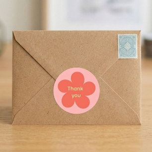 Cute Pink Flower Thank You Sticker