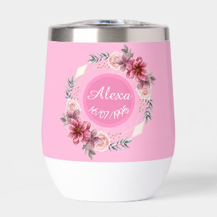 Cute Pink Flower Wreath Birthday 