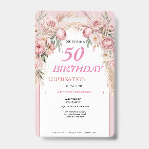 Cute Pink Flowers Birthday ID Badge
