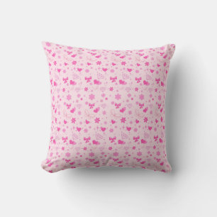 Cute Pink Flowers Pattern, Girly Floral design Cushion
