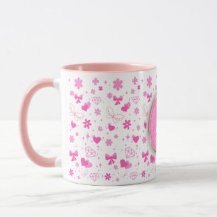 Cute Pink Flowers seamless Pattern, Girly Floral Mug