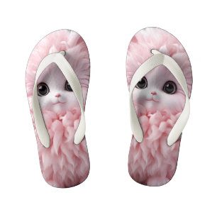 Cute Pink Fluffy Toy Animal Kid's Jandals