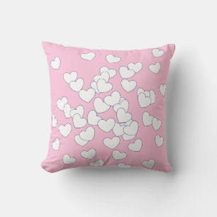 Cute Pink For Girls With White Hearts, Little Kids Cushion
