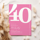 Cute Pink Forty 40th Birthday Party Invitations<br><div class="desc">Introducing a cute pink and white 40th birthday party invitation that seamlessly blends the old-world charm of the bold serif font number '40' with a modern,  user-friendly personalizable template. This invitation isn't just a card,  it's a meaningful keepsake to cherish the milestone of turning 40.</div>