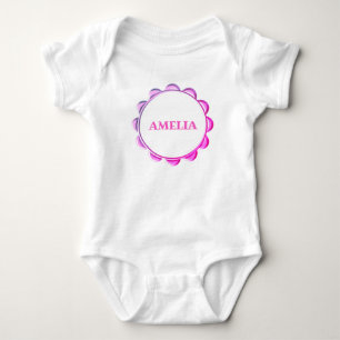 Cute Pink Frame Baby Girl Bodysuit with Name