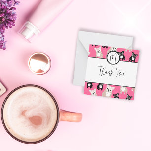 Cute Pink French Bulldog Pattern Card