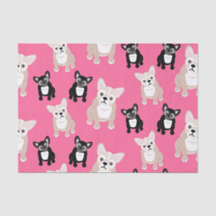 Cute Pink Frenchies French Bulldogs Tissue Paper