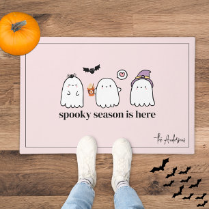 Cute Pink Friendly Ghosts Spooky Season Doormat