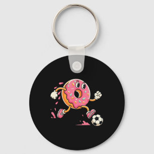 Cute Pink Frosted Snack Playing Soccer Fun Cartoon Key Ring