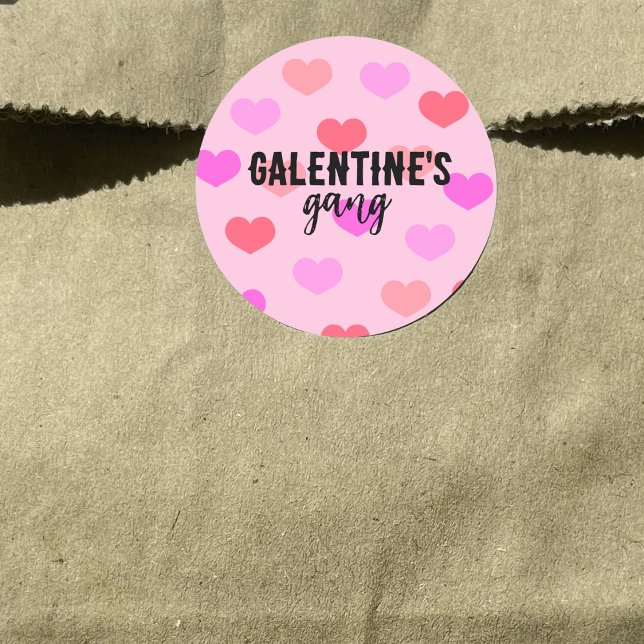 Cute Pink Galantine's Day Gang Classic Round Sticker (Creator Uploaded)