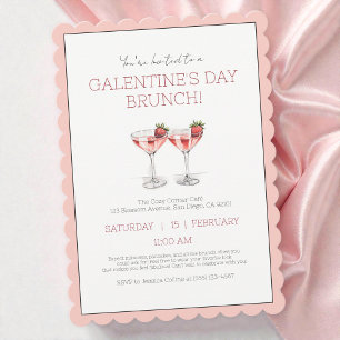 Cute Pink Galentine's Day  Girly Brunch Party Invitation