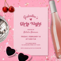Cute Pink Galentine's Girls Night Party
