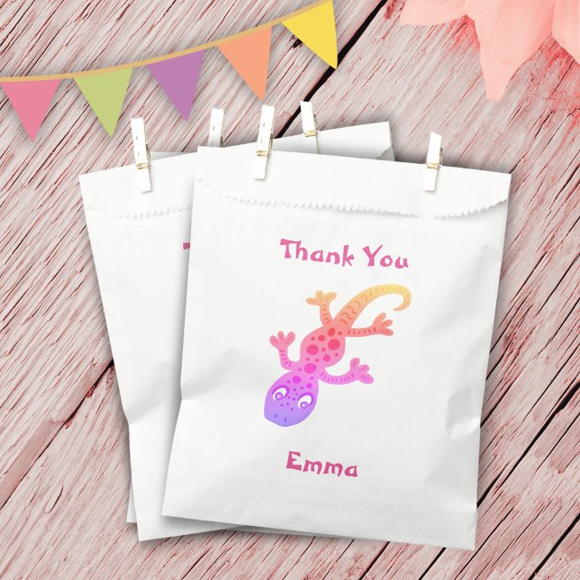 Cute Pink Gecko Lizard Girly Birthday Thank You Favour Bags (Creator Uploaded)