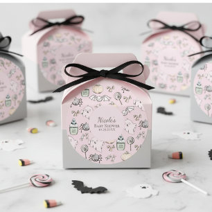 Cute Pink Ghost, Bat, Spider Halloween Baby Shower Classic Round Sticker