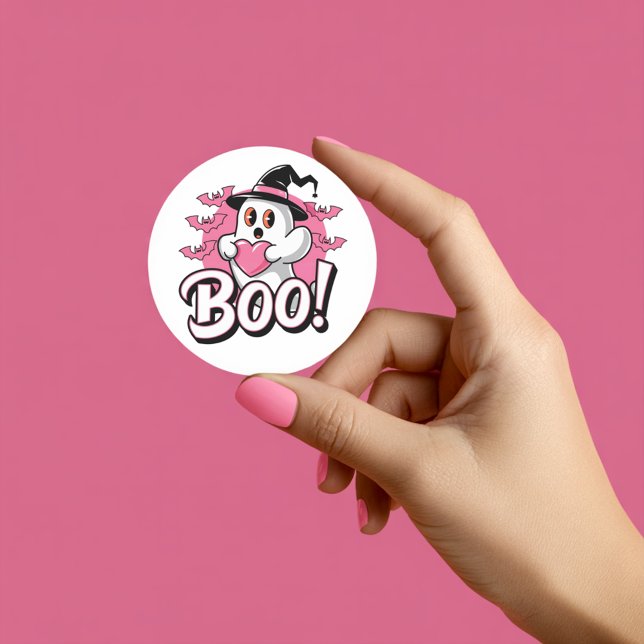 Cute Pink Ghost Boo Sticker Halloween  (Creator Uploaded)