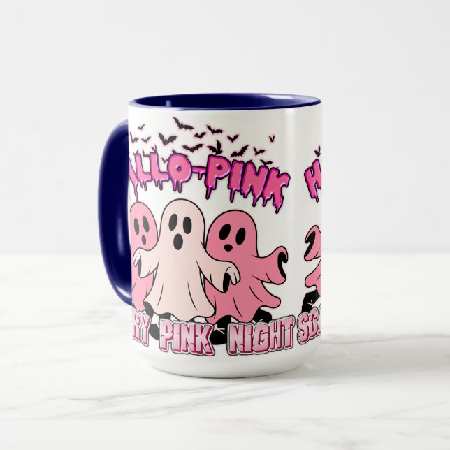 Cute Pink ghost Coffee Cup for Halloween & Fall  (Front Left)