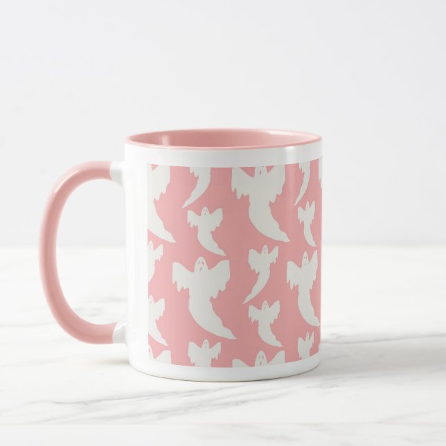 Cute pink ghost Girly Halloween Mug (Left)